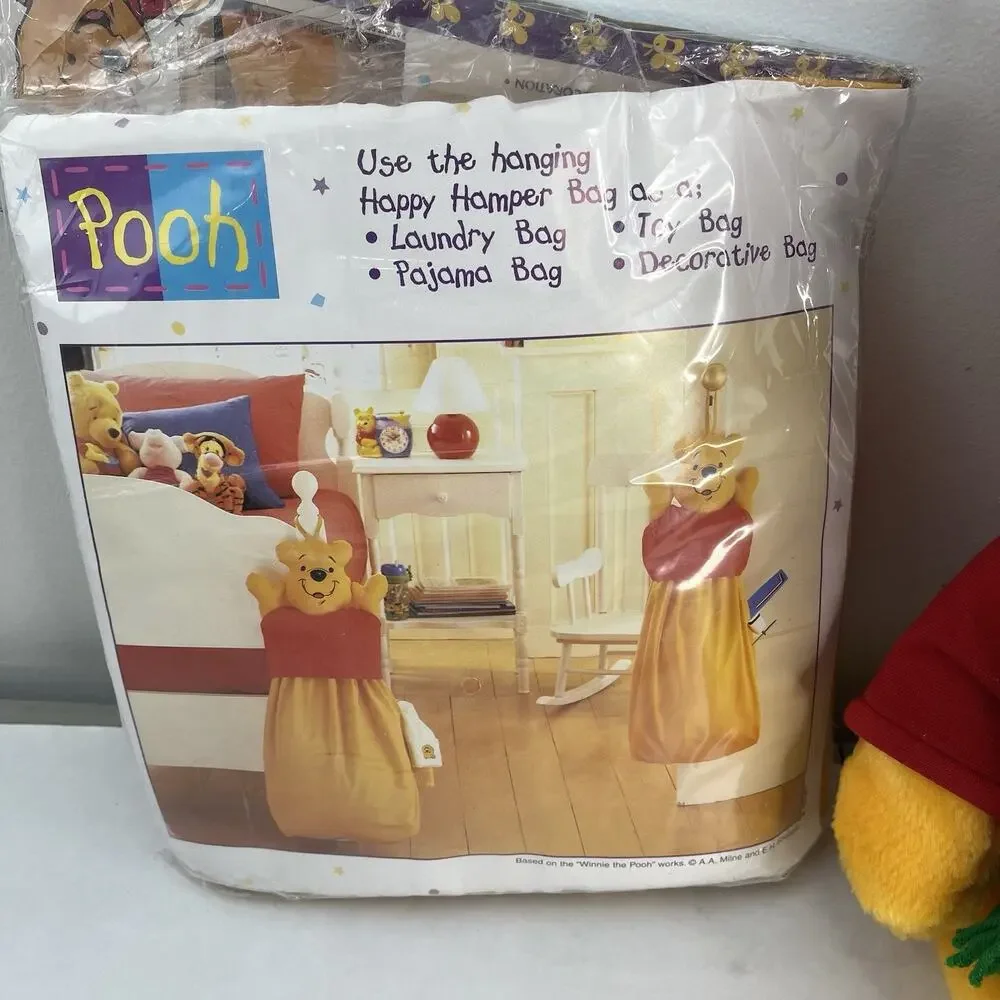 Winnie The Pooh Hanging Hamper Bag Laundry Pajama Toy Decorative Bag NOS Vintage
